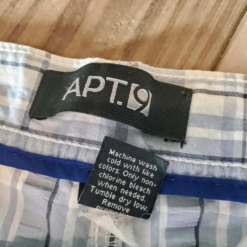 Apt. 9 Men's 100% Cotton Casual Blue and White Plaid Shorts Size 40 - Picture 3 of 12
